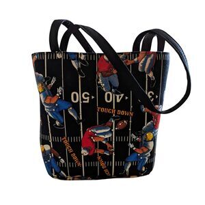 Football Print Mini Tote Bag Handmade Fabric Purse Touchdown Sports